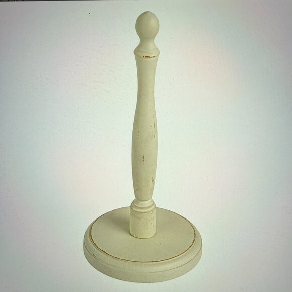Antique White Wooden Paper Towel Holder Rustic Farmhouse Cottagecore Decor - Picture 8 of 8